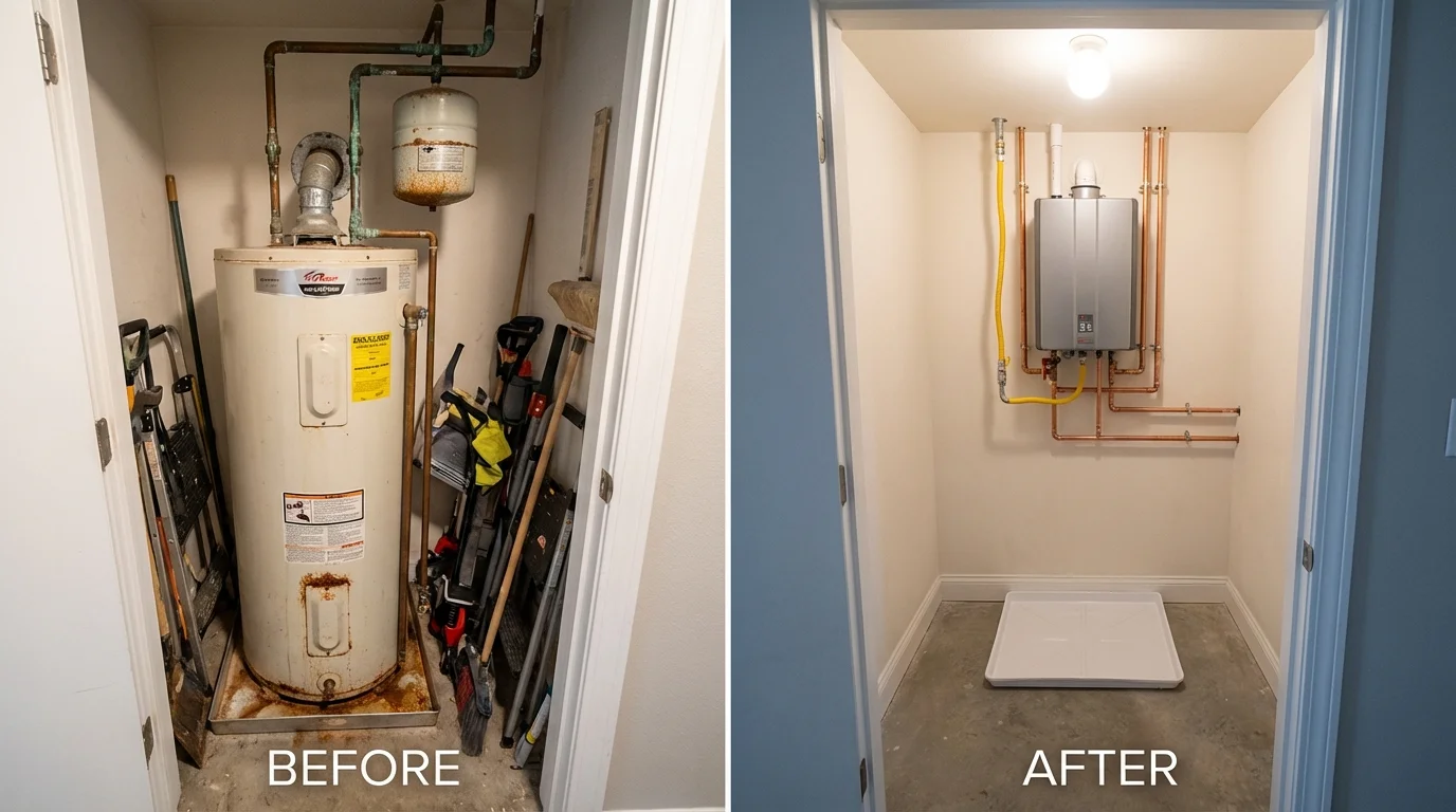 Tank water heater versus wall-mounted tankless unit comparison for Ipswich, SD homeowners